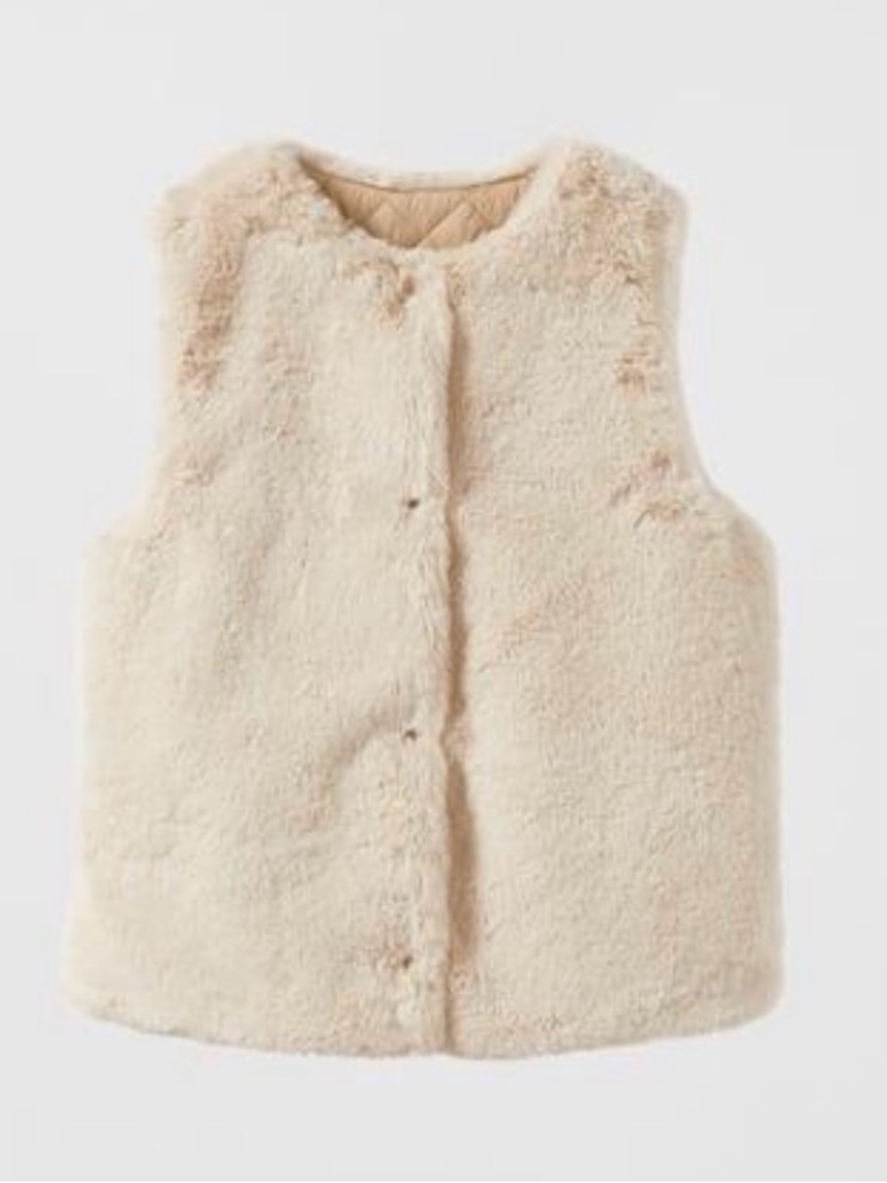 Zara, Women’s Faux-Fur Reversible Vest, Ivory Cream, Medium